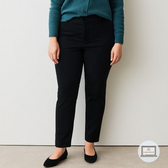Eileen Fisher Women Refined Tencel Dress Pant Slacks Black Mid Rise Taper Size M - Picture 1 of 11
